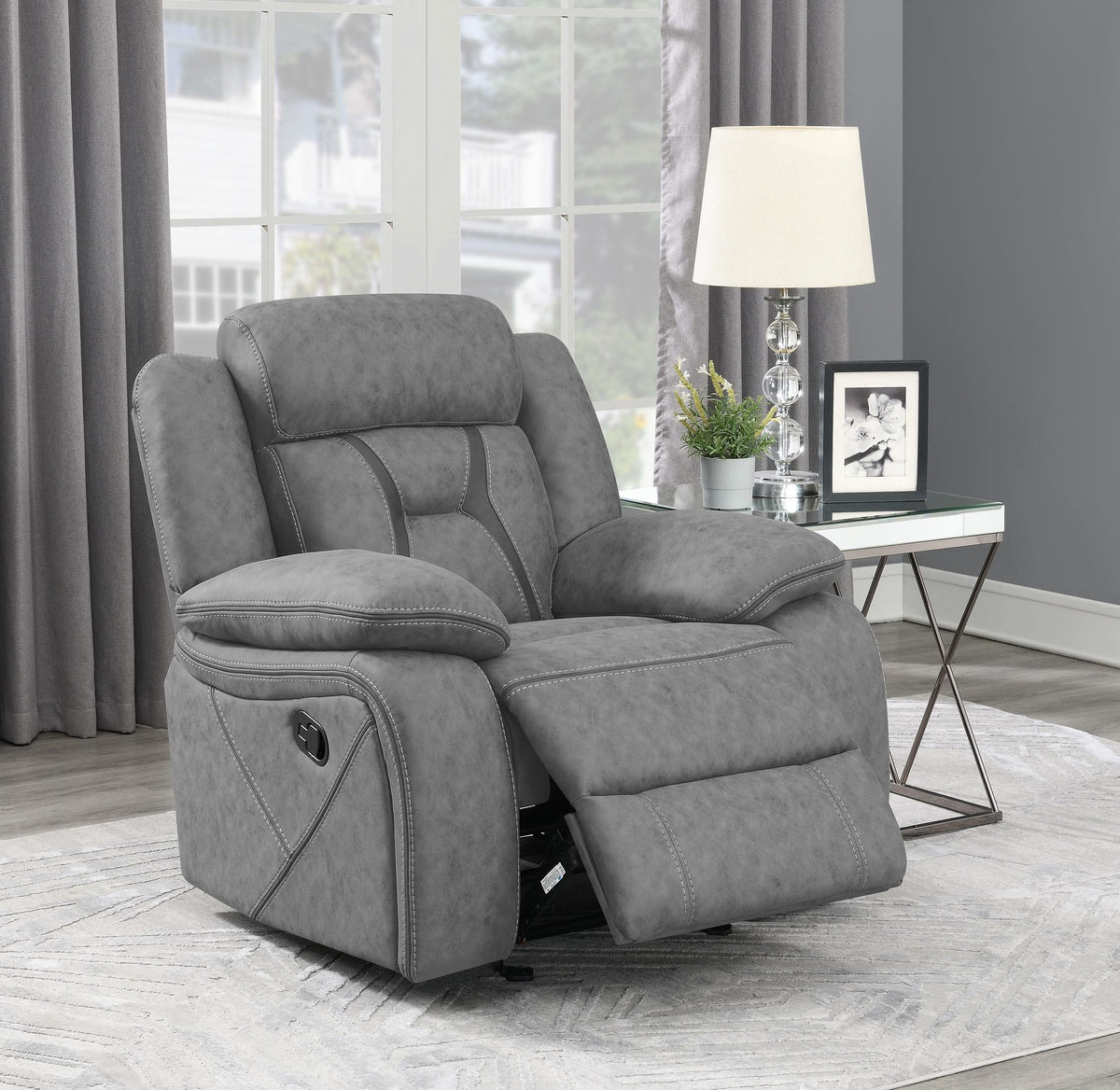 Sillón reclinable tapizado Higgins gris