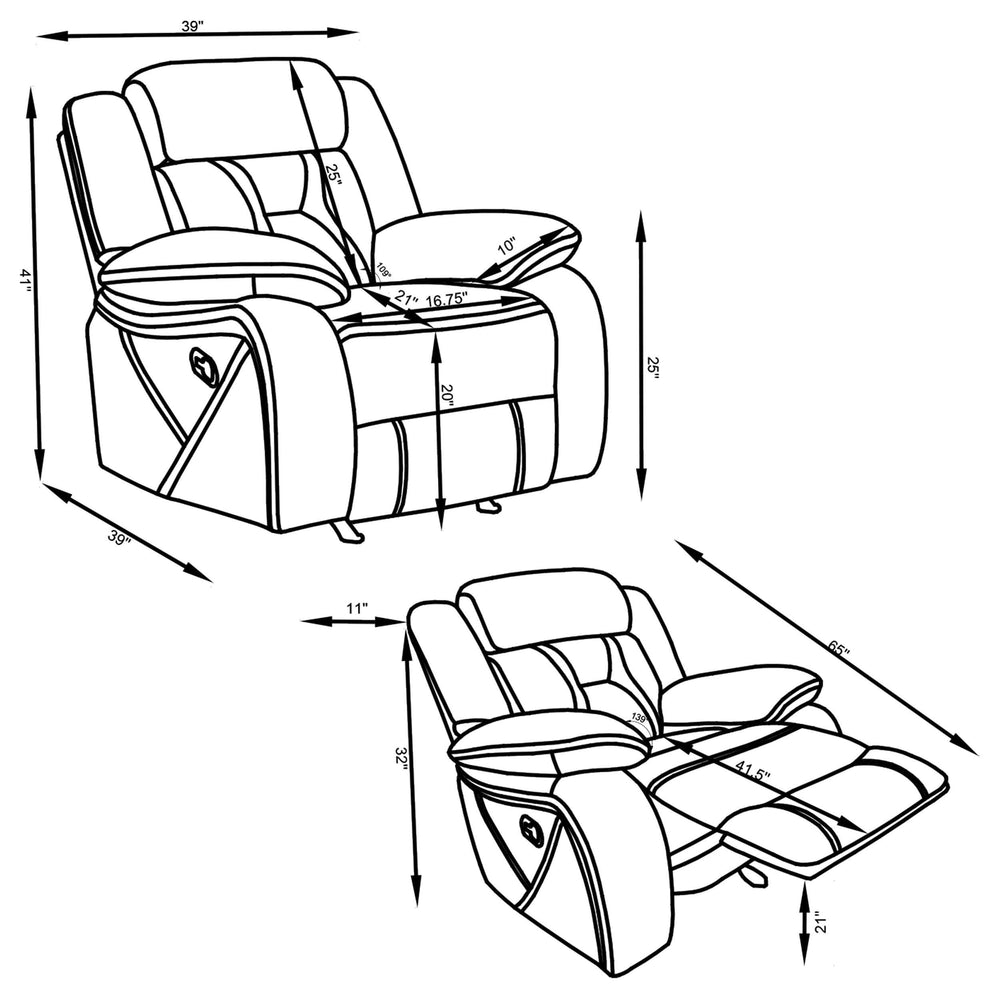 Sillón reclinable tapizado Higgins gris
