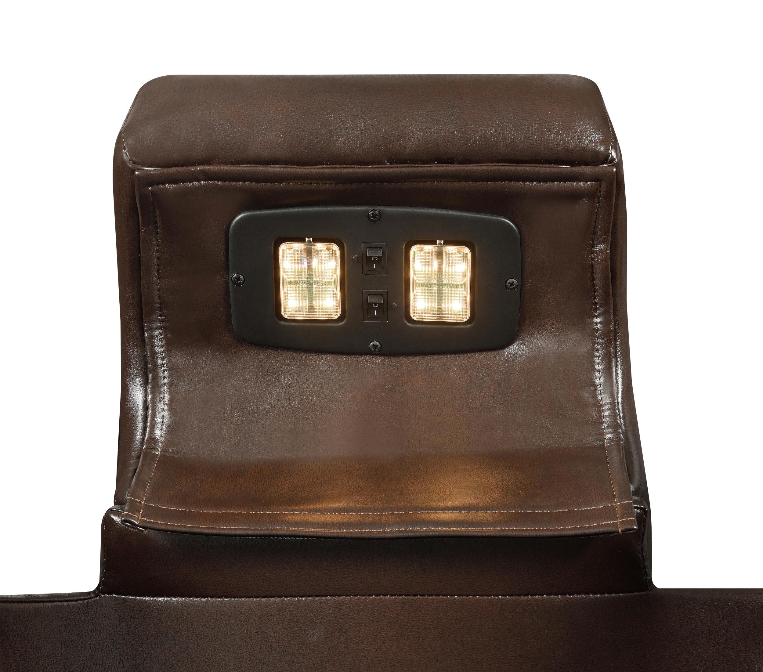 Delangelo Dual Power Reclining Sofa with Headrests Brown