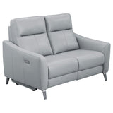 Derek 2-piece Upholstered Power Reclining Sofa Set Grey