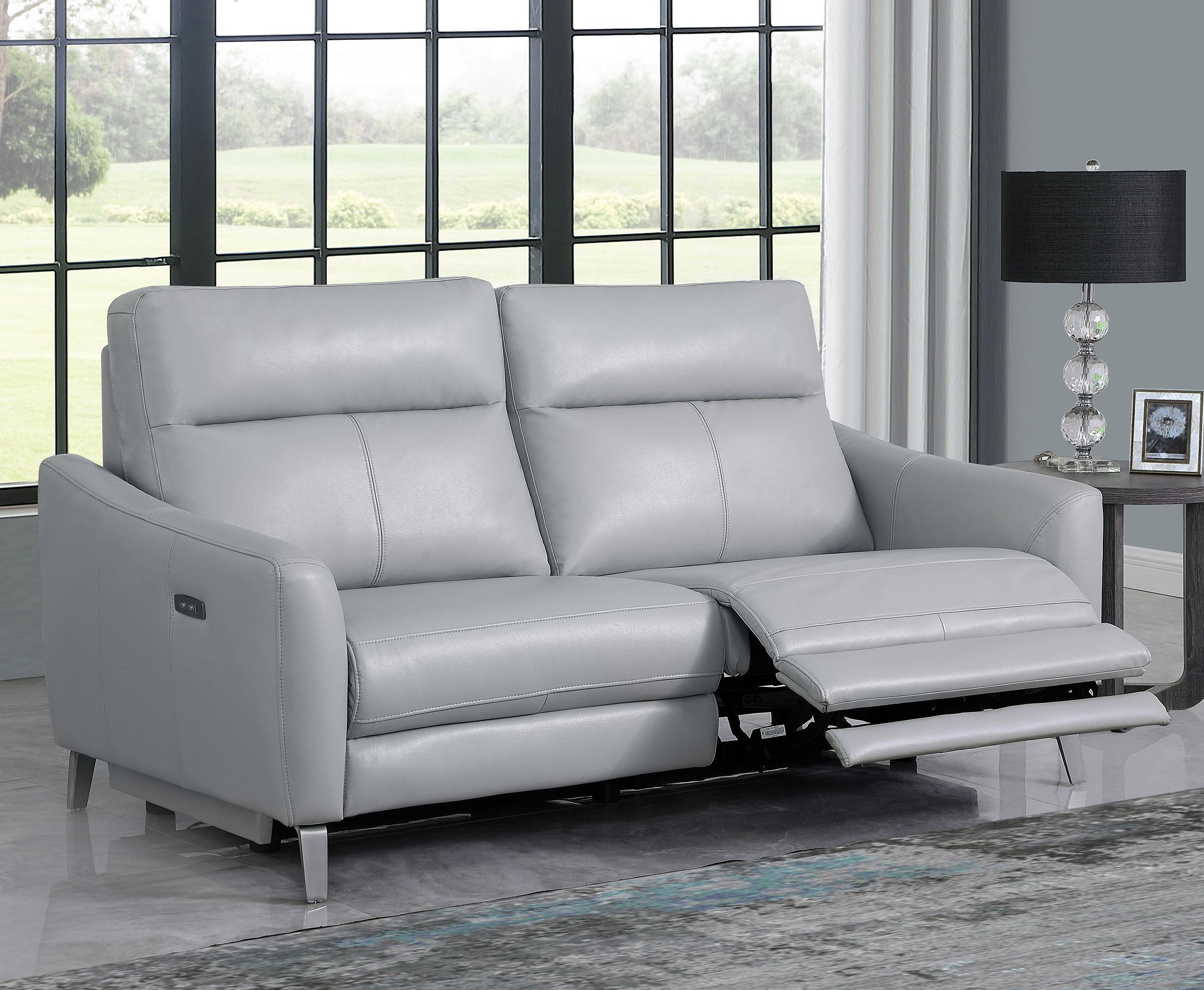 Derek Upholstered Power Reclining Sofa Light Grey