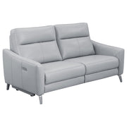 Derek Upholstered Power Reclining Sofa Light Grey