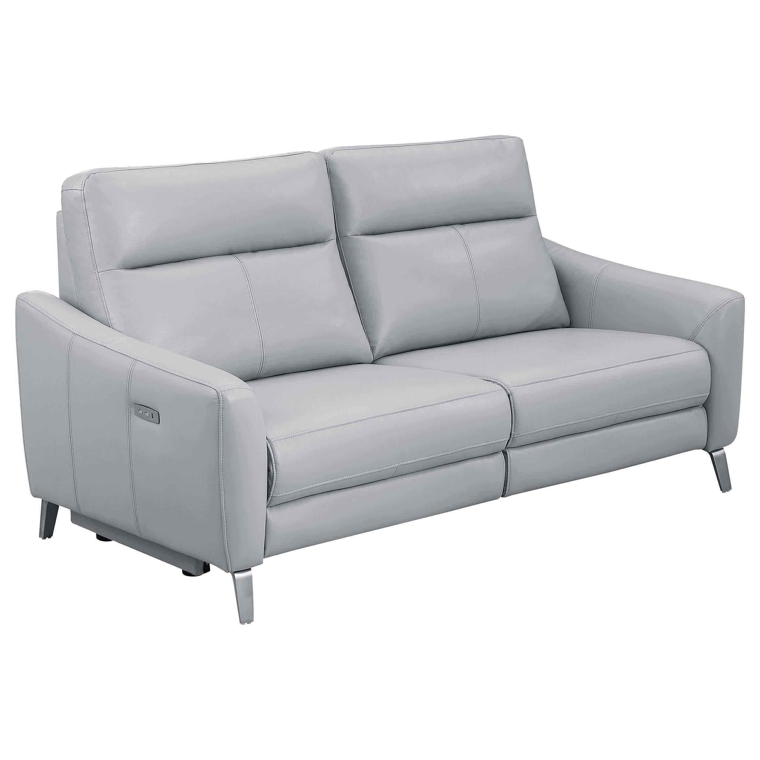 Derek Upholstered Power Reclining Sofa Light Grey