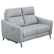 Derek Upholstered Power Reclining Loveseat Light Grey