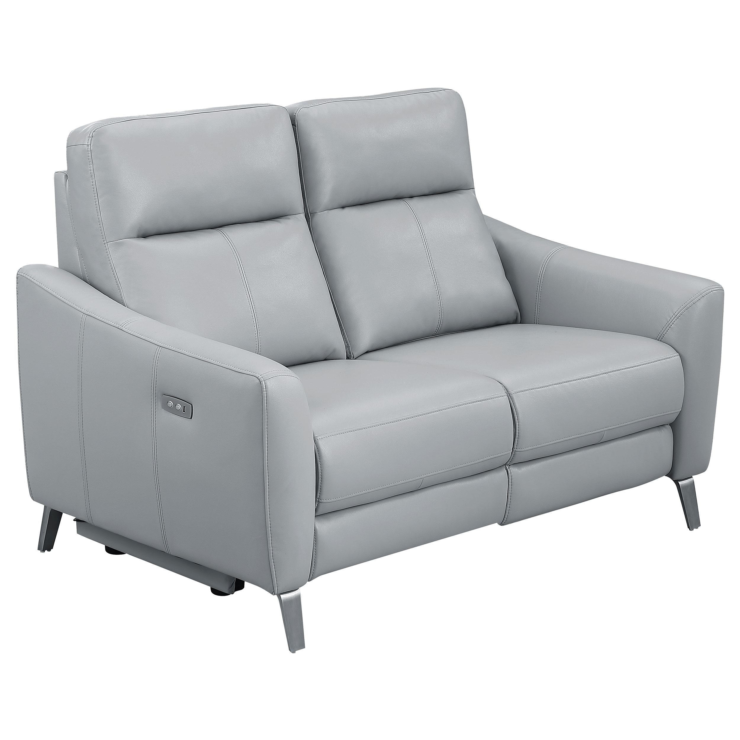 Derek Upholstered Power Reclining Loveseat Light Grey