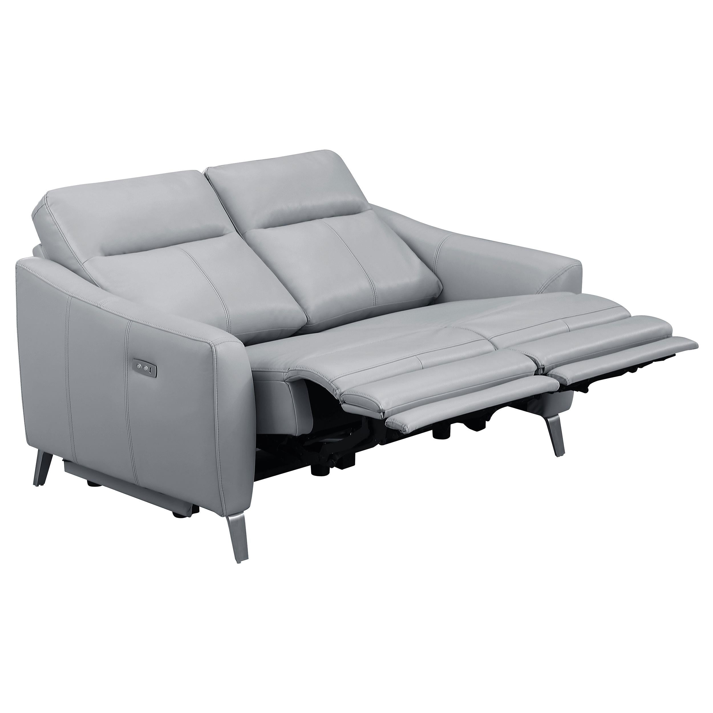 Derek Upholstered Power Reclining Loveseat Light Grey