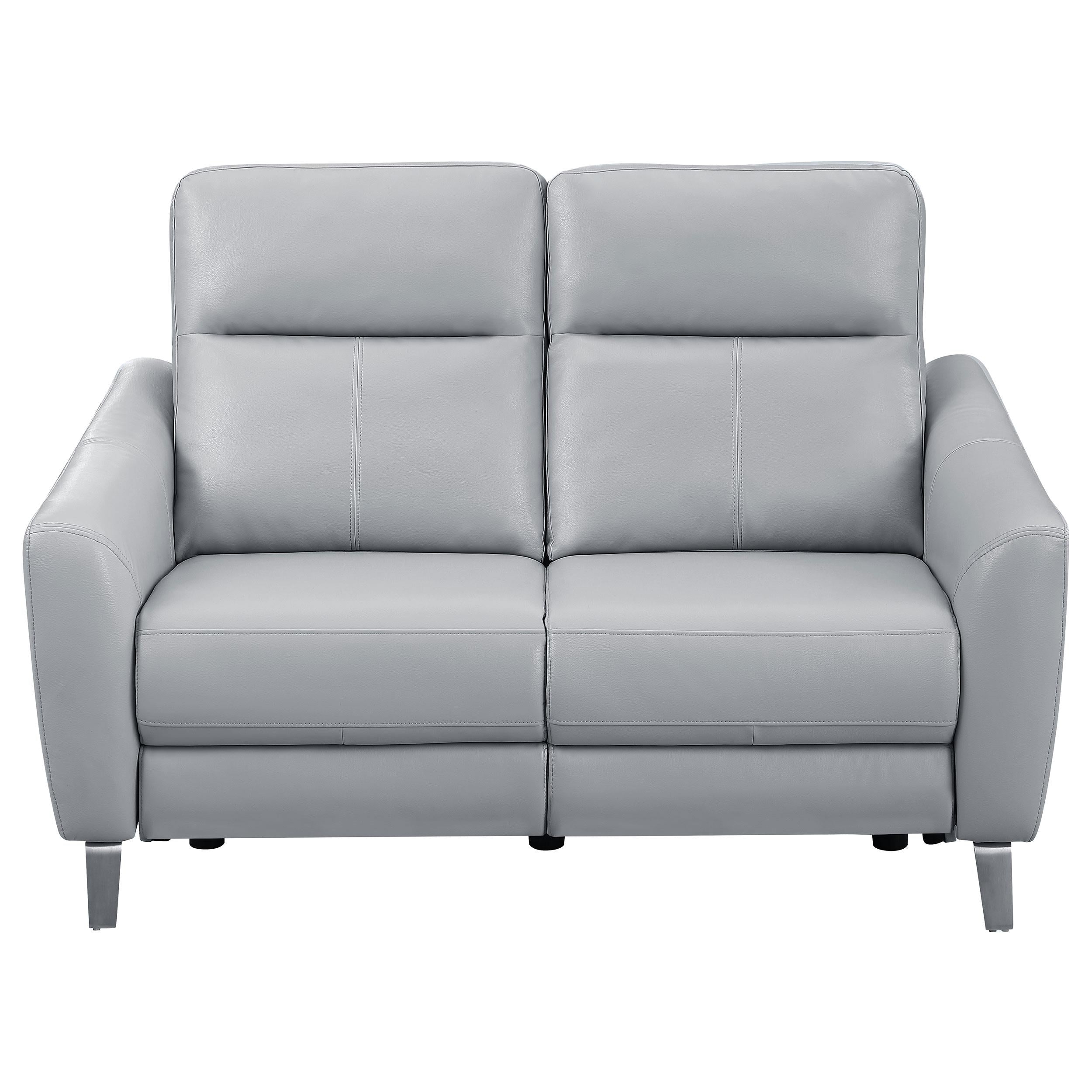 Derek Upholstered Power Reclining Loveseat Light Grey