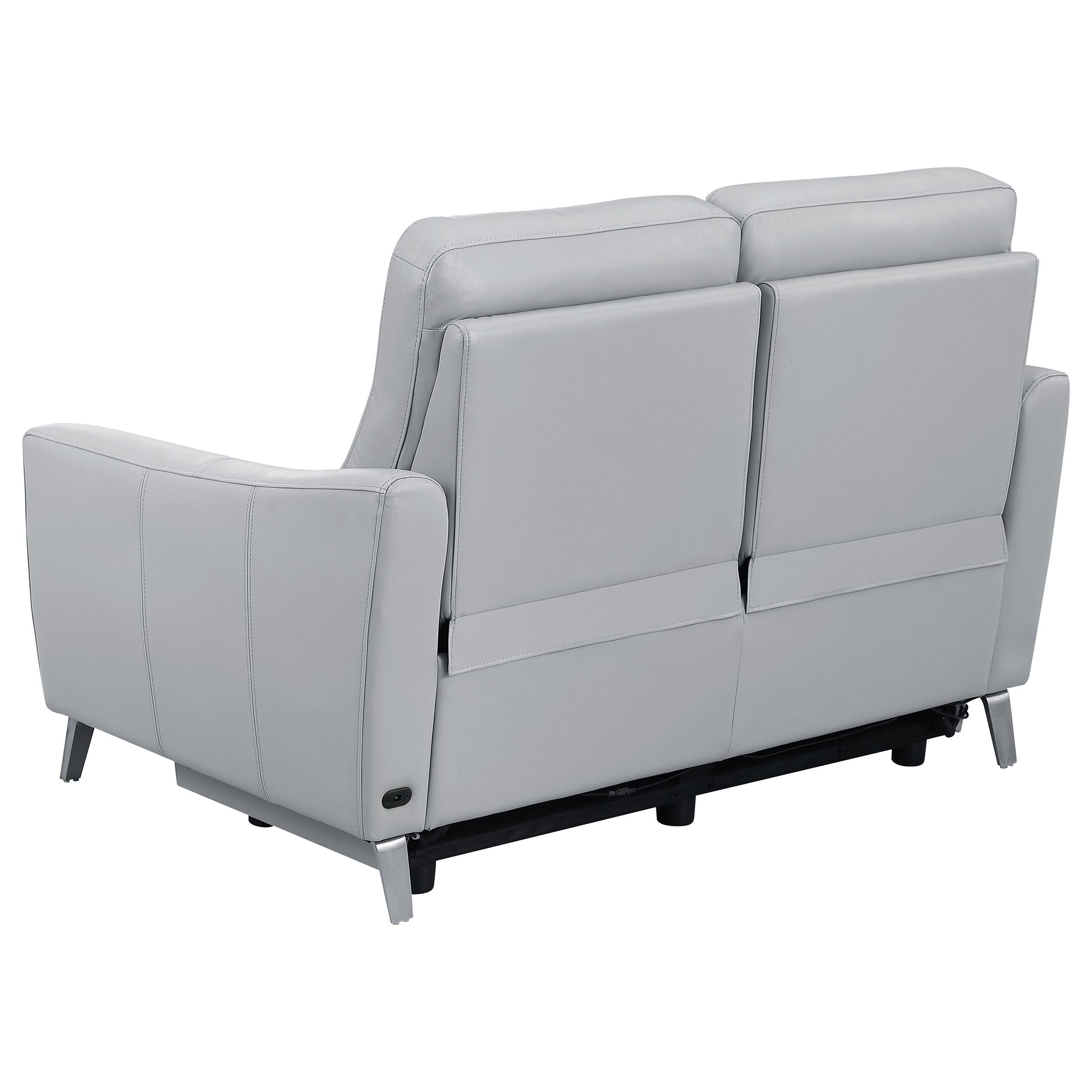 Derek Upholstered Power Reclining Loveseat Light Grey