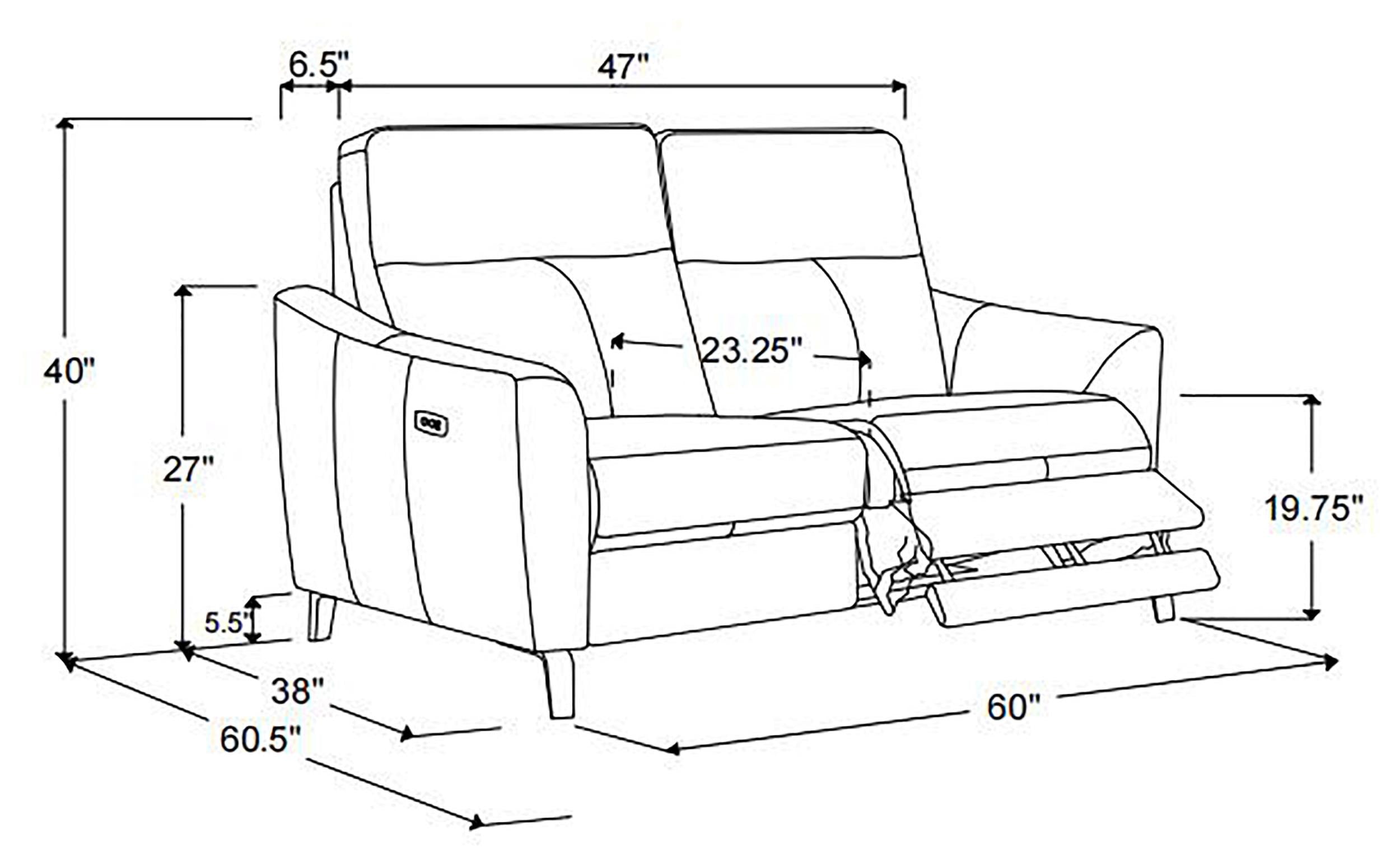 Derek Upholstered Power Reclining Loveseat Light Grey