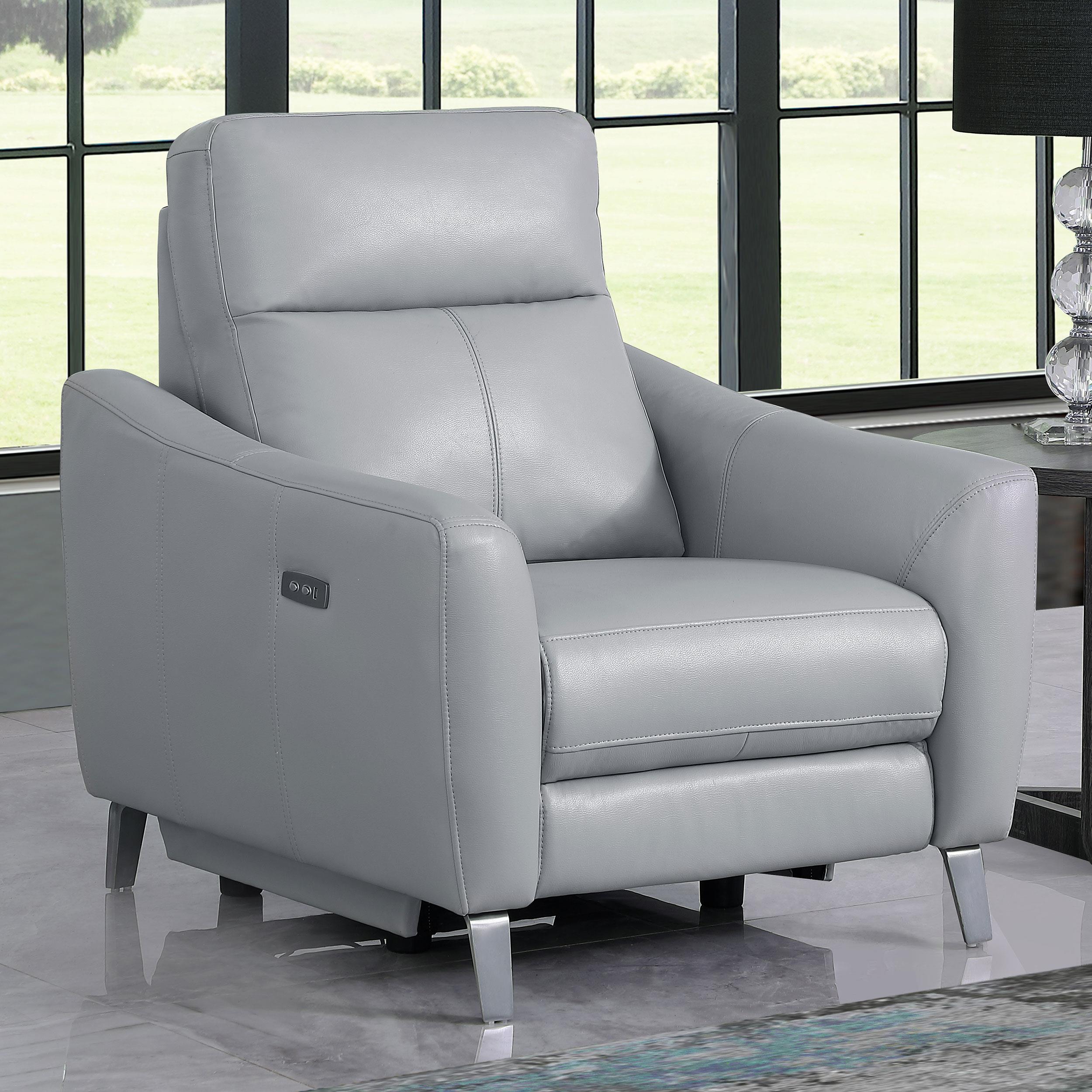 Derek Upholstered Power Recliner Light Grey
