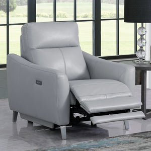 Sillón reclinable eléctrico tapizado Derek gris claro