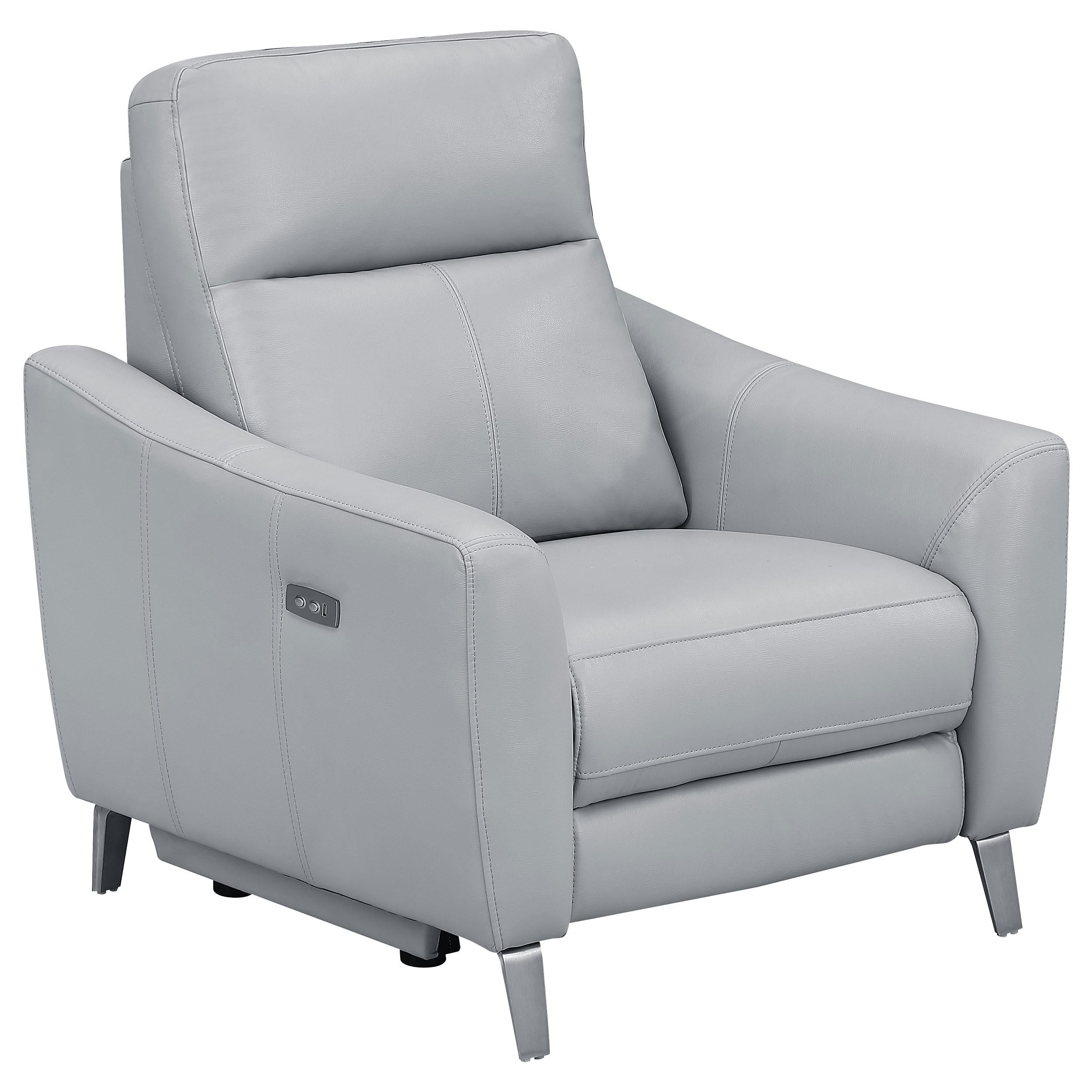 Derek Upholstered Power Recliner Light Grey
