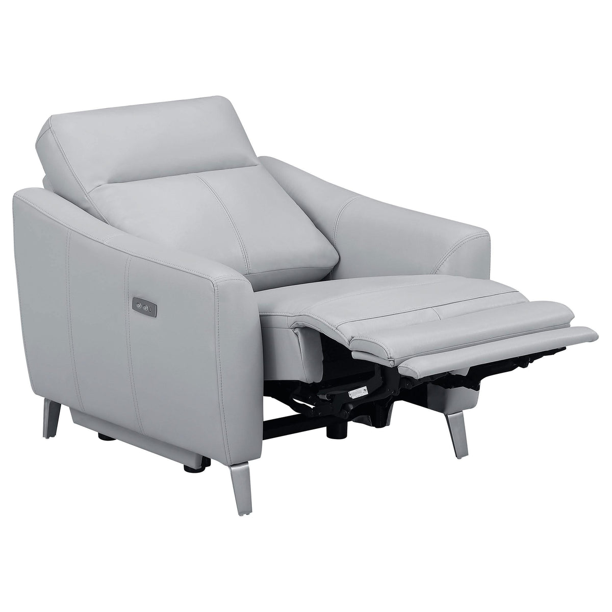 Sillón reclinable eléctrico tapizado Derek gris claro