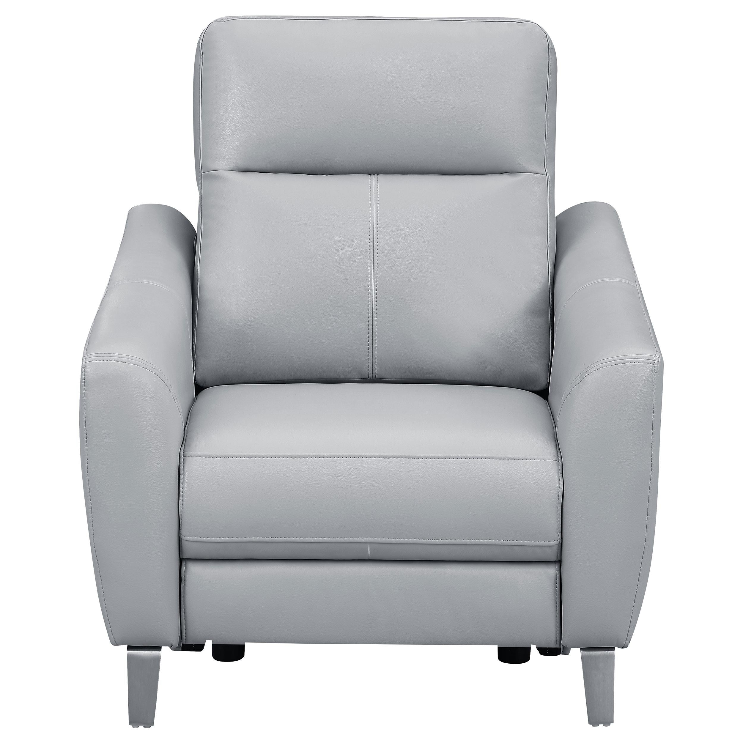 Derek Upholstered Power Recliner Light Grey