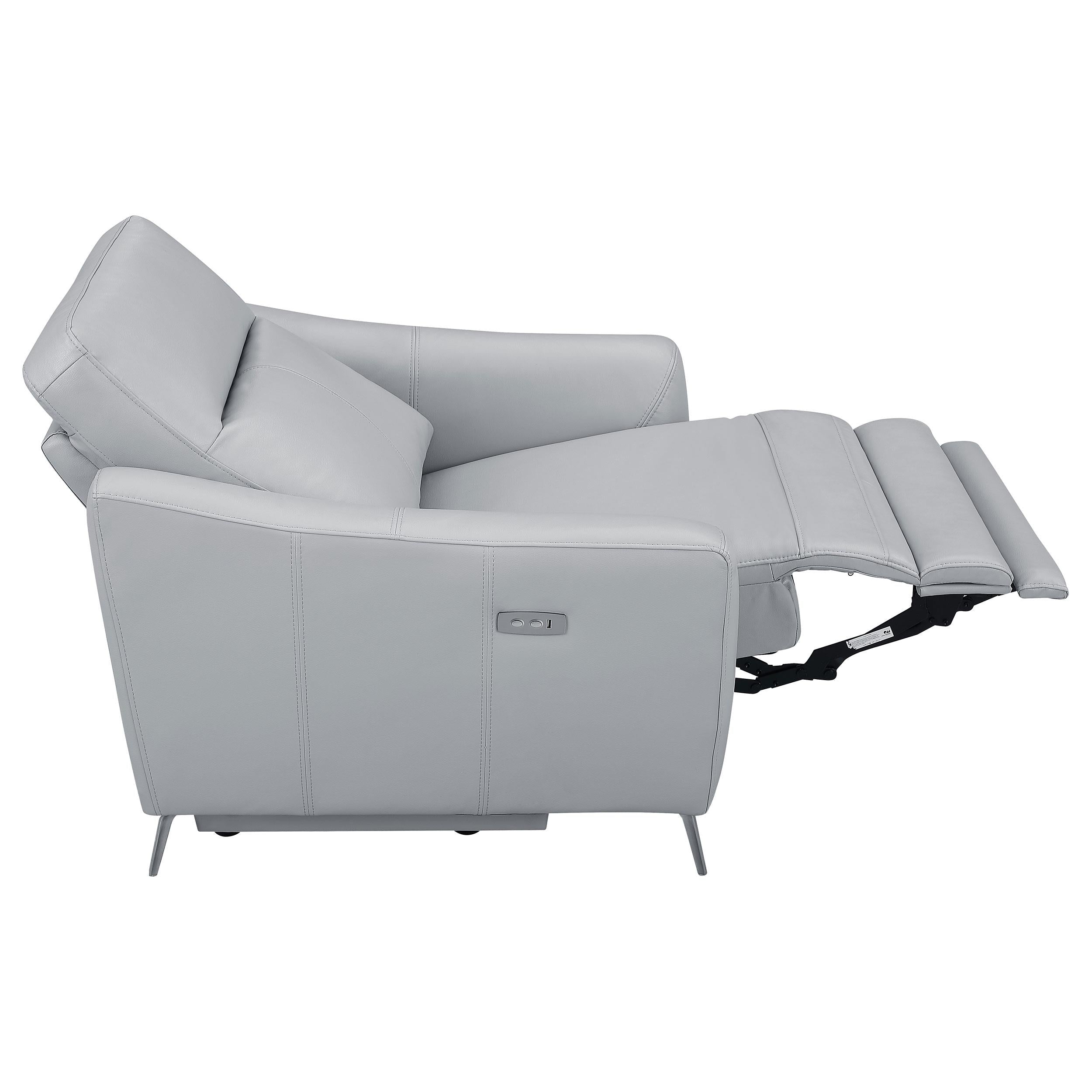 Derek Upholstered Power Recliner Light Grey