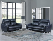 Derek 2-piece Upholstered Power Reclining Sofa Set Blue