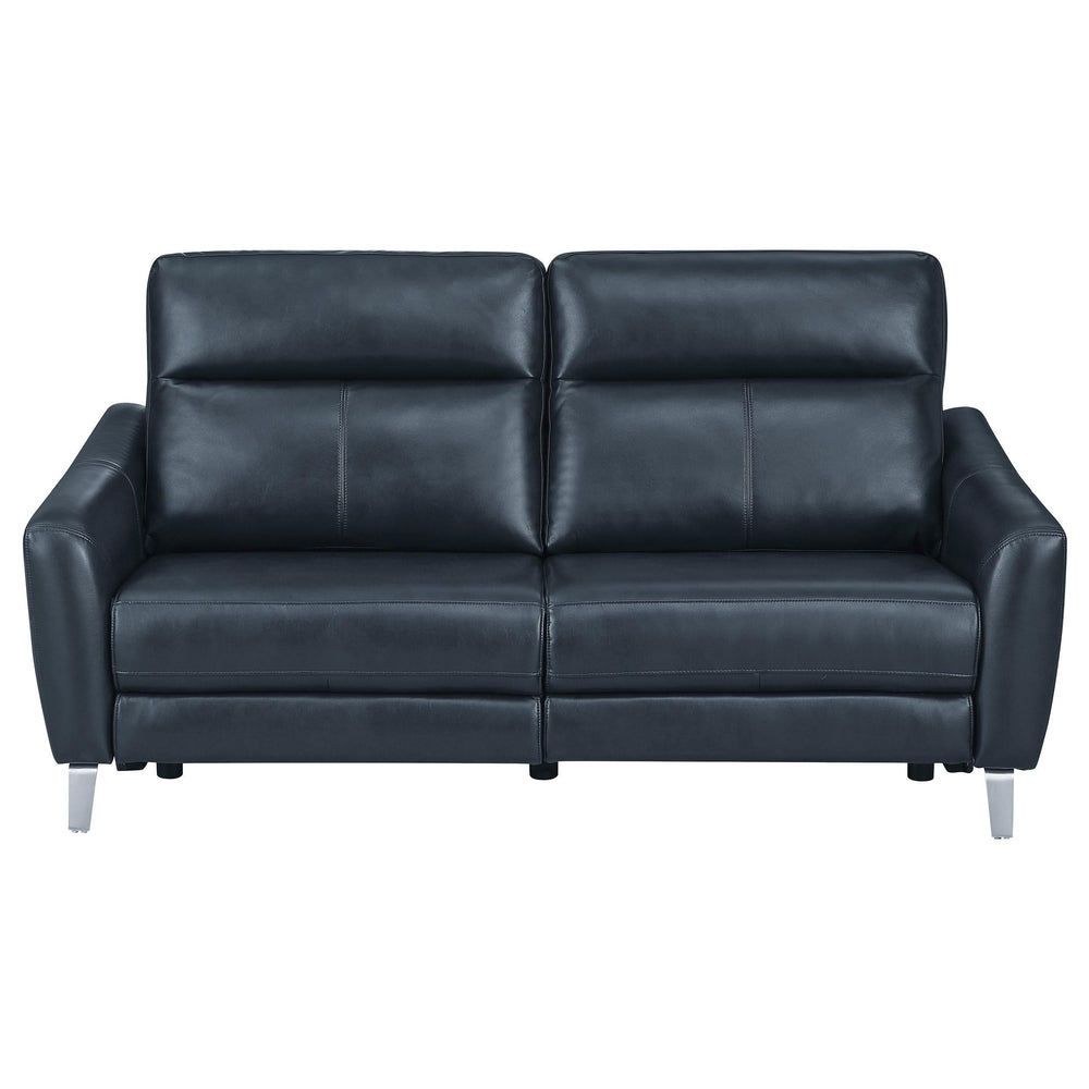 Conjunto de sofá reclinable eléctrico tapizado Derek de 2 piezas, color azul