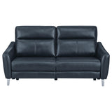 Conjunto de sofá reclinable eléctrico tapizado Derek de 2 piezas, color azul