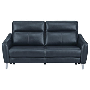 Conjunto de sofá reclinable eléctrico tapizado Derek de 2 piezas, color azul