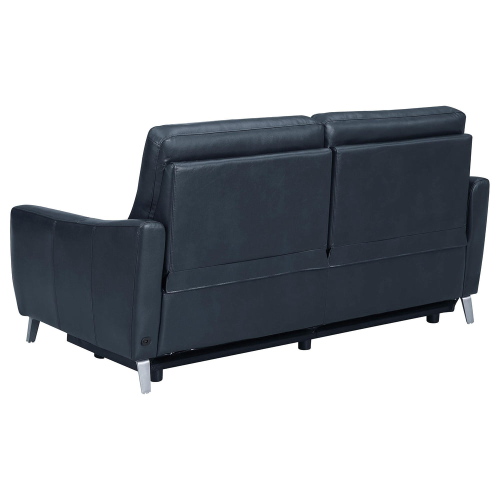 Conjunto de sofá reclinable eléctrico tapizado Derek de 2 piezas, color azul