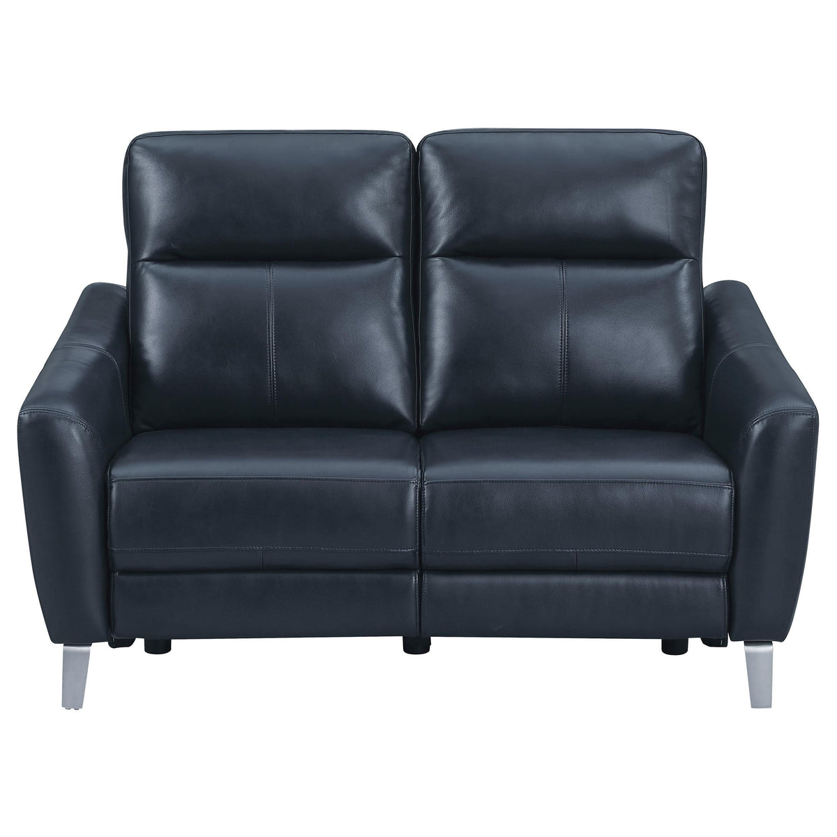 Conjunto de sofá reclinable eléctrico tapizado Derek de 2 piezas, color azul