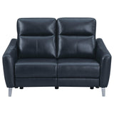 Conjunto de sofá reclinable eléctrico tapizado Derek de 2 piezas, color azul