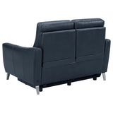 Conjunto de sofá reclinable eléctrico tapizado Derek de 2 piezas, color azul