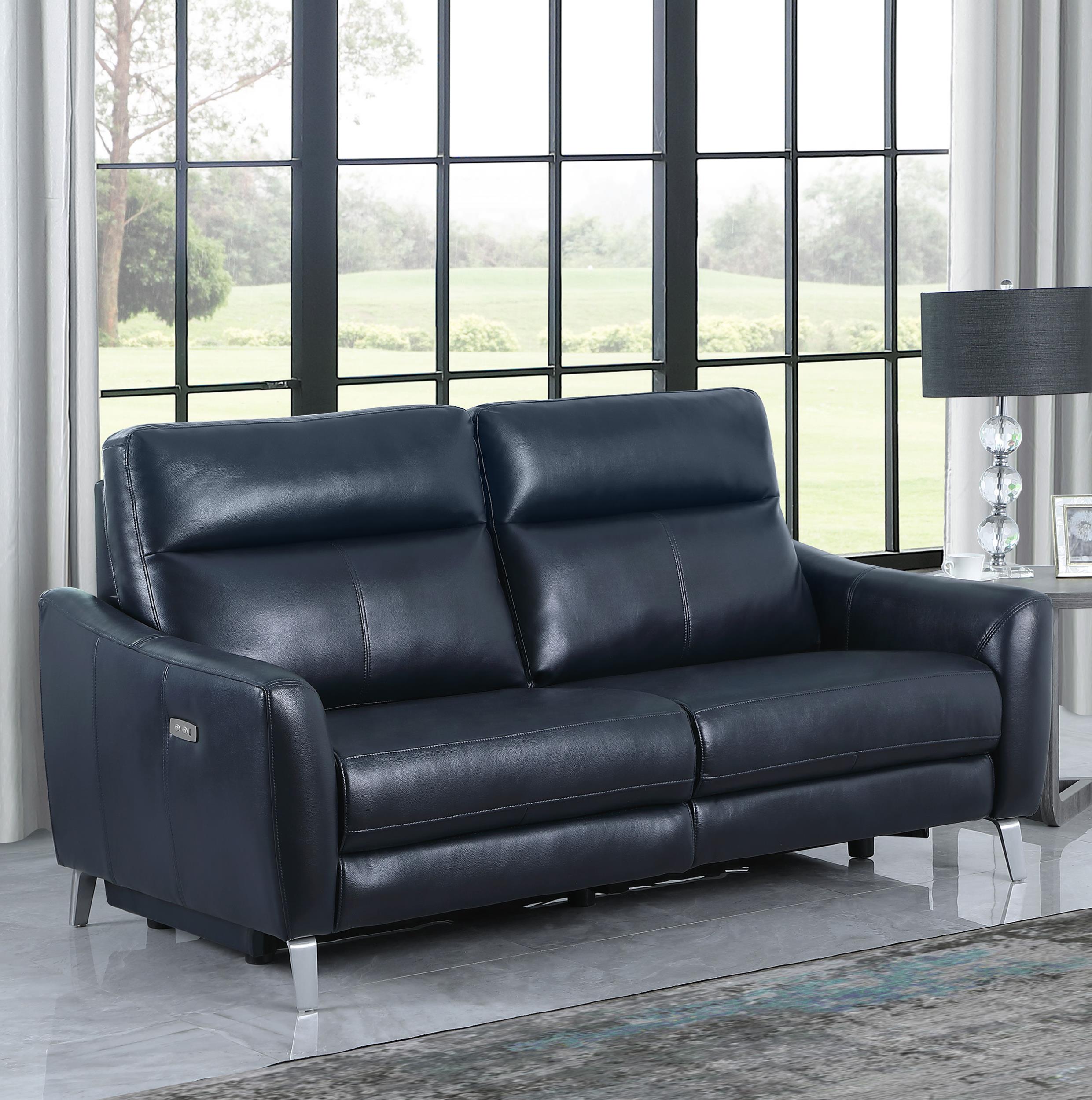 Derek Upholstered Power Reclining Sofa Blue