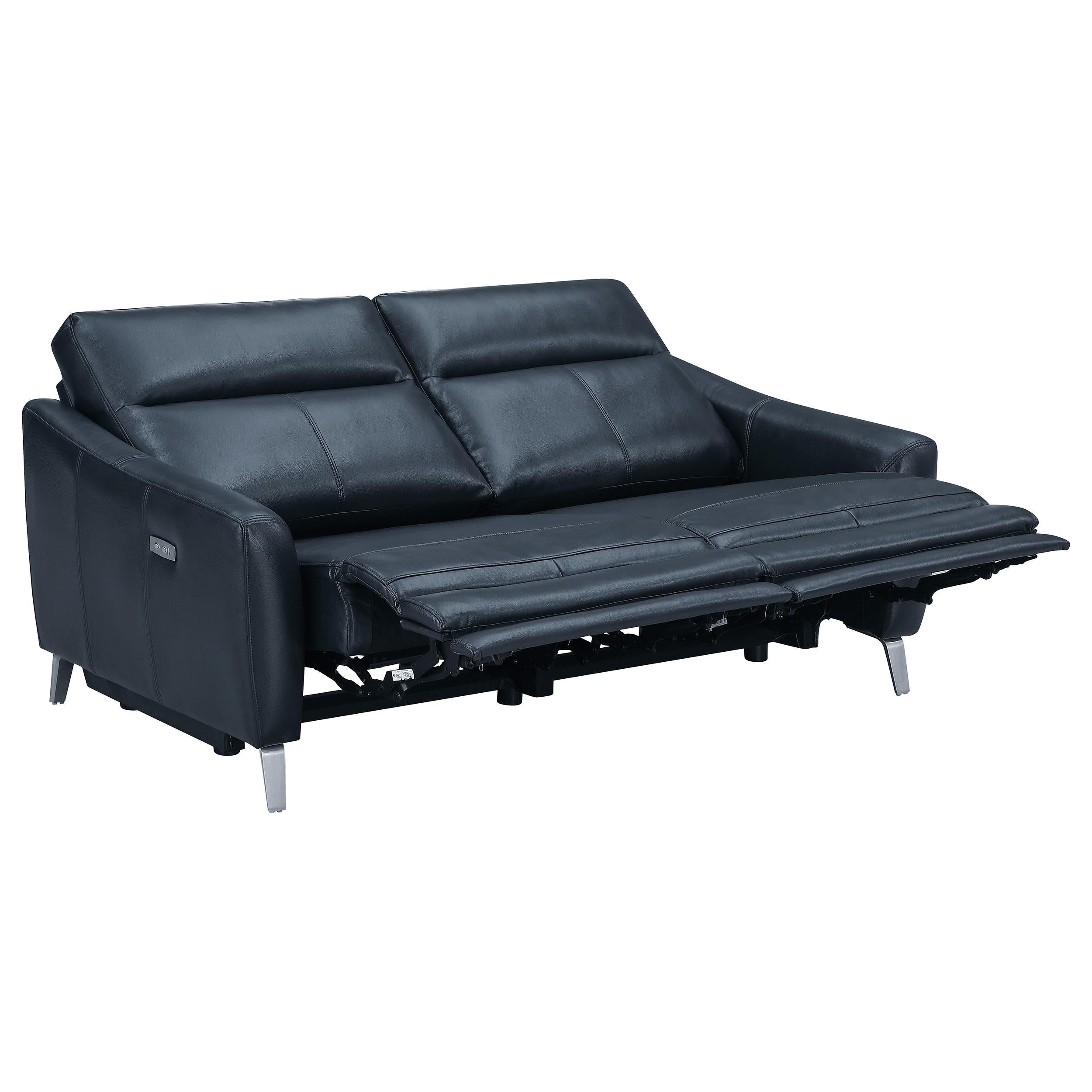 Derek Upholstered Power Reclining Sofa Blue