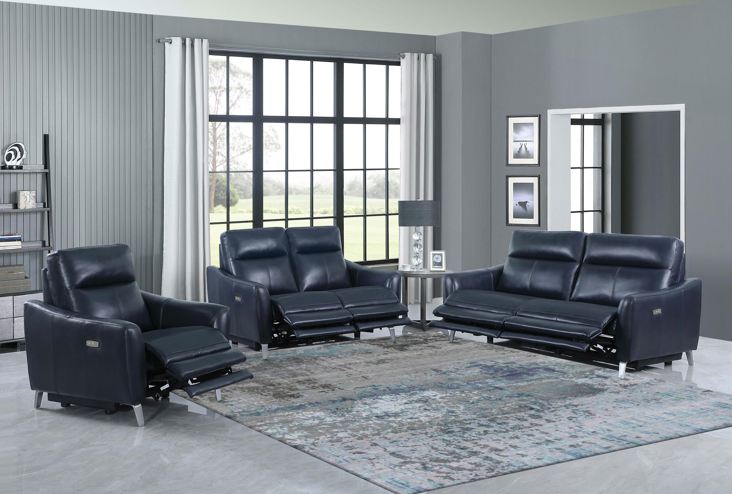 Derek Upholstered Power Reclining Loveseat Blue