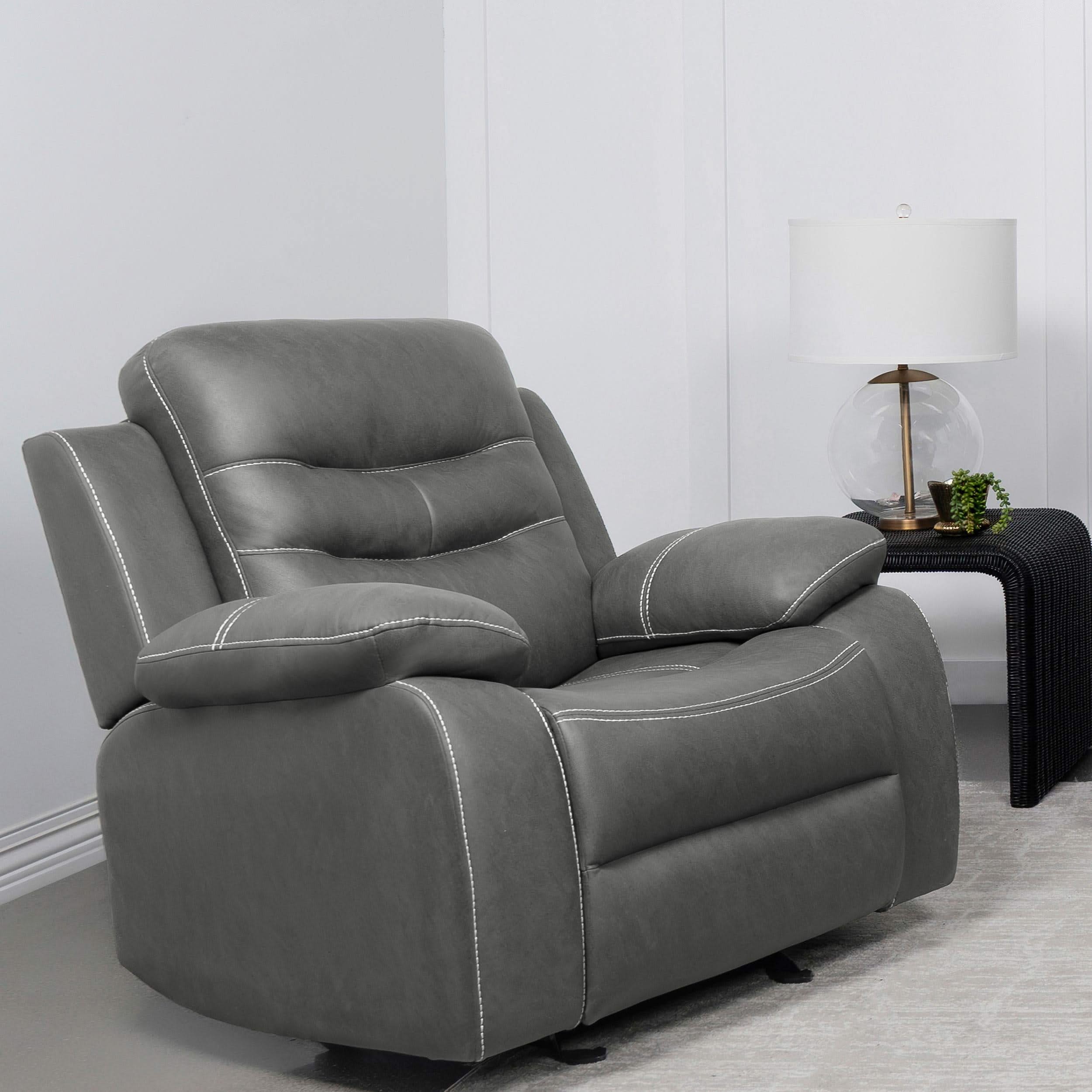 Sillón reclinable tapizado Nova con brazos acolchados, gris oscuro
