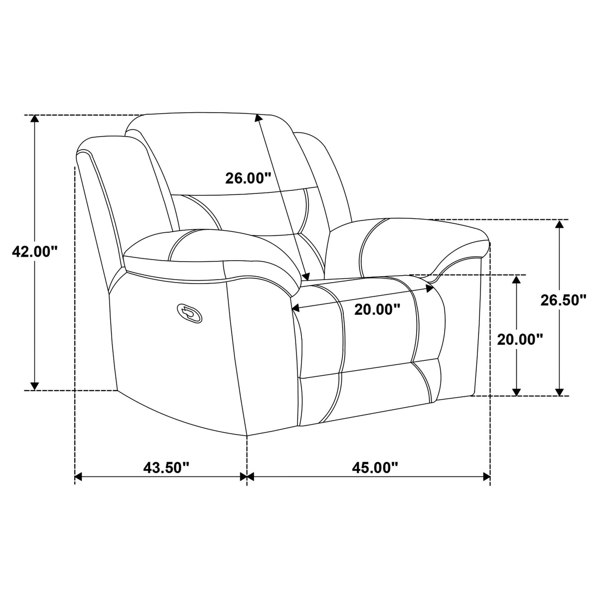 Sillón reclinable tapizado en chenilla Gilson, gris
