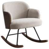 Mecedora Paige Boucle tapizada con respaldo medio en beige