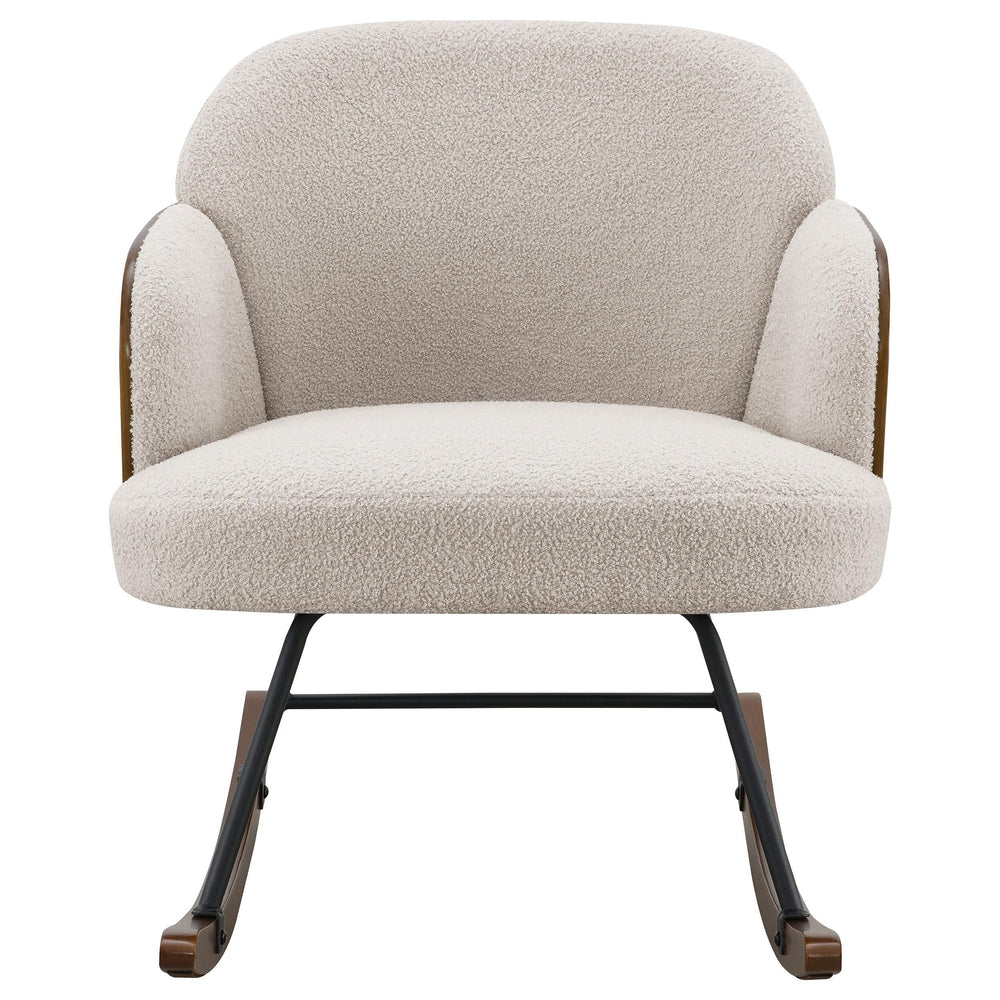 Mecedora Paige Boucle tapizada con respaldo medio en beige
