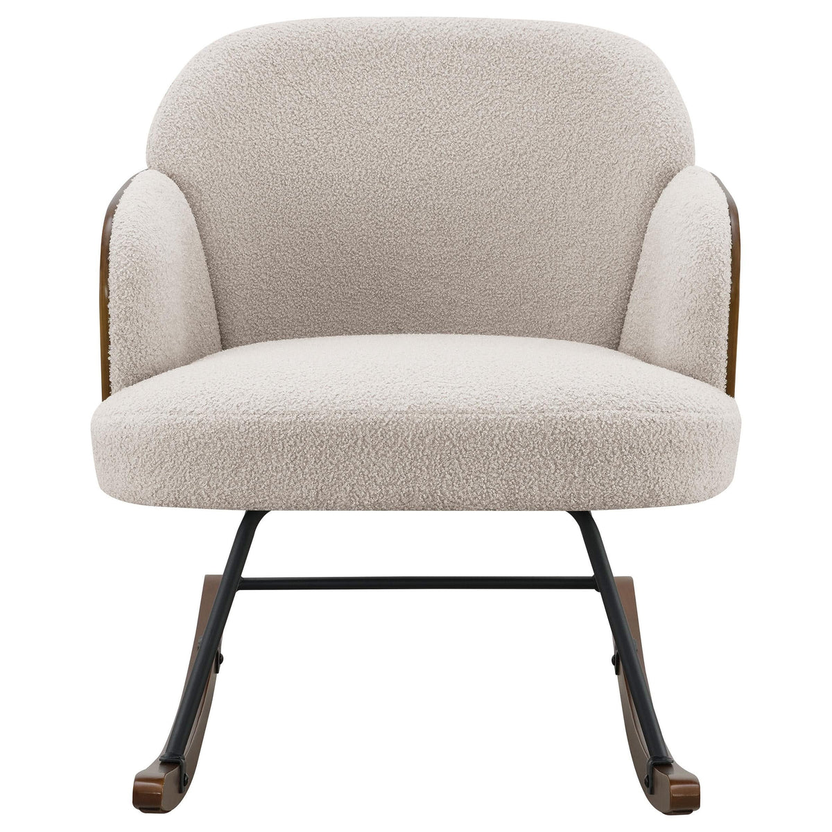 Mecedora Paige Boucle tapizada con respaldo medio en beige
