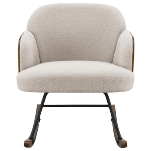 Mecedora Paige Boucle tapizada con respaldo medio en beige