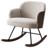Mecedora Paige Boucle tapizada con respaldo medio en beige