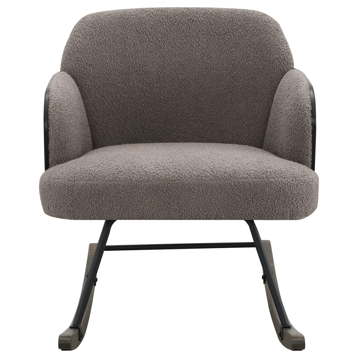 Mecedora Paige Boucle tapizada con respaldo medio en color topo