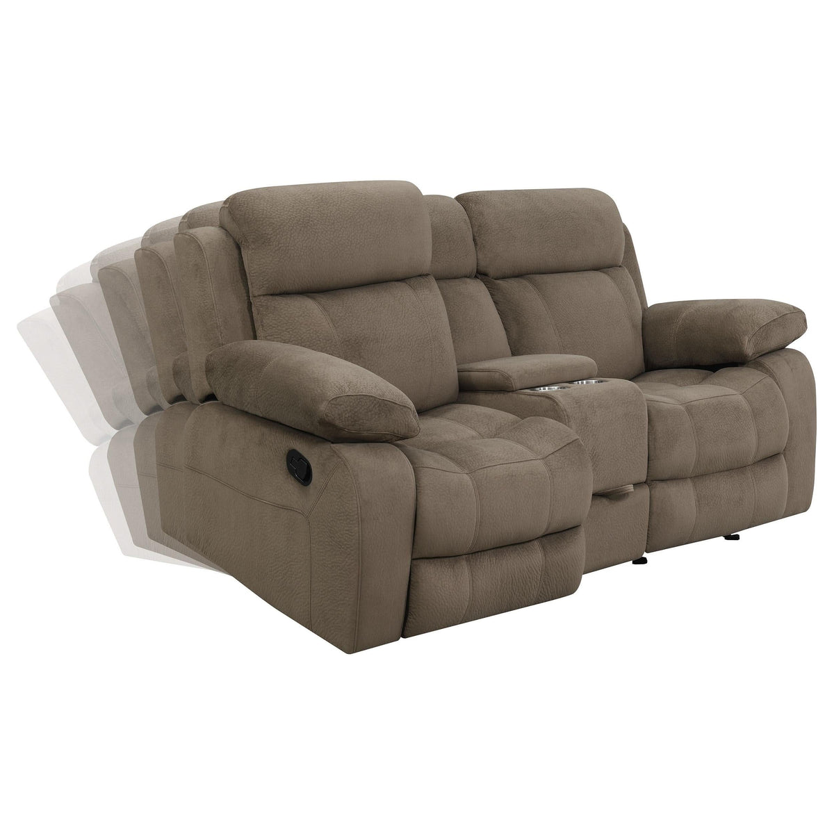 Loveseat planeador Myleene con consola color moca