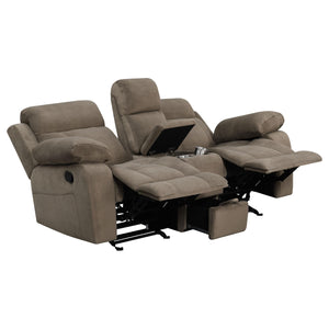 Loveseat planeador Myleene con consola color moca
