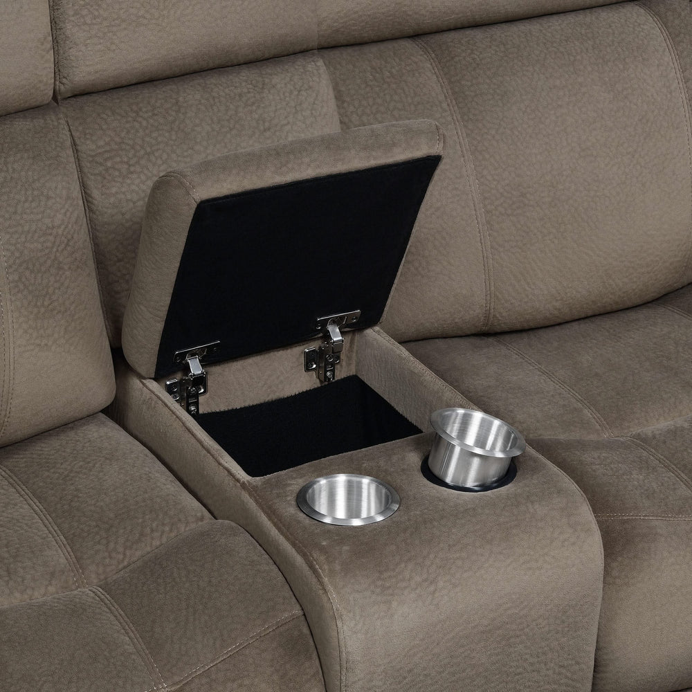 Loveseat planeador Myleene con consola color moca