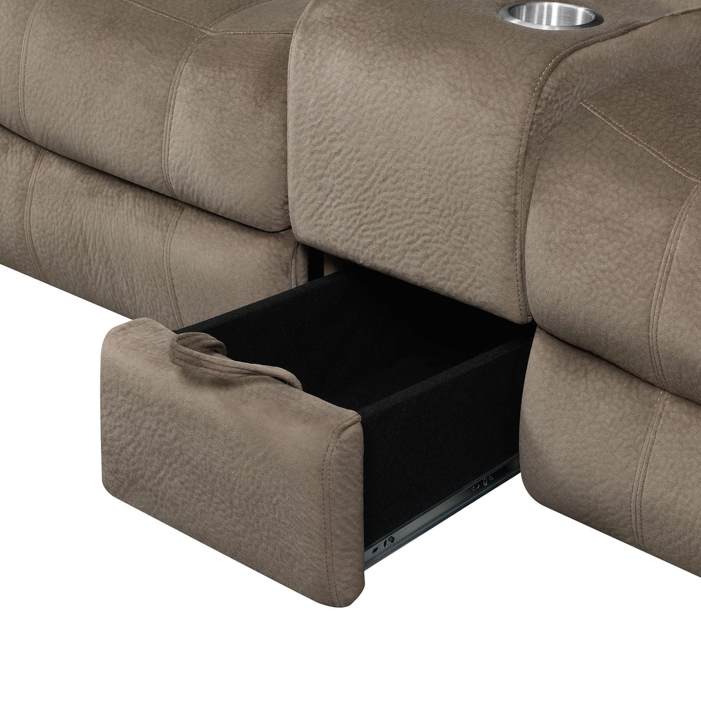 Loveseat planeador Myleene con consola color moca