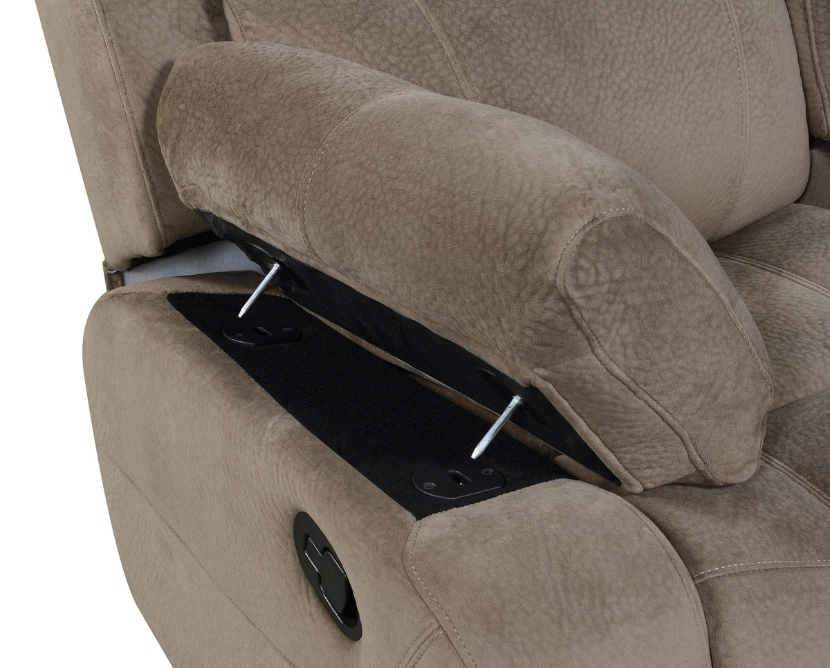 Loveseat planeador Myleene con consola color moca