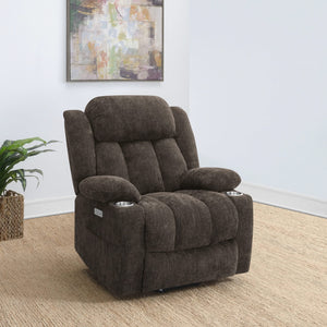 Sillón reclinable eléctrico tapizado Houston, marrón oscuro