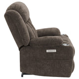 Sillón reclinable eléctrico tapizado Houston, marrón oscuro
