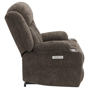 Sillón reclinable eléctrico tapizado Houston, marrón oscuro