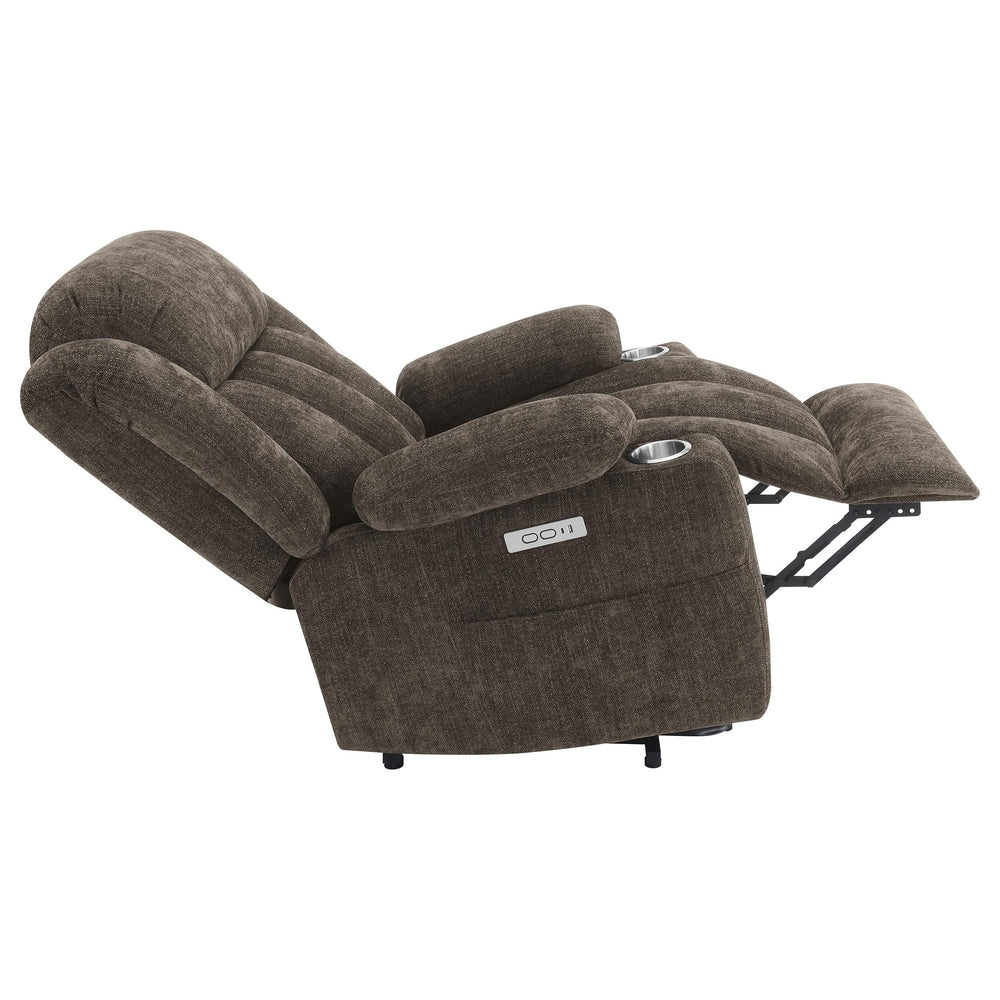 Sillón reclinable eléctrico tapizado Houston, marrón oscuro