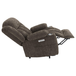 Sillón reclinable eléctrico tapizado Houston, marrón oscuro