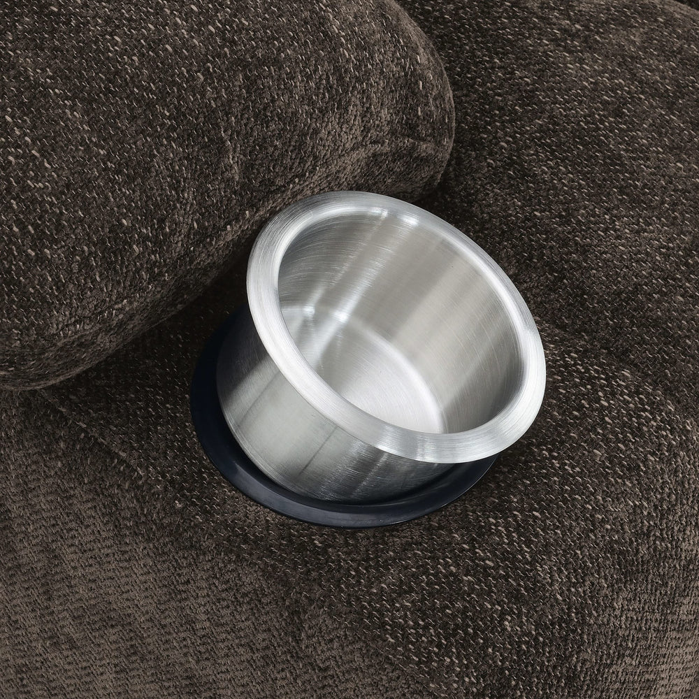 Sillón reclinable eléctrico tapizado Houston, marrón oscuro