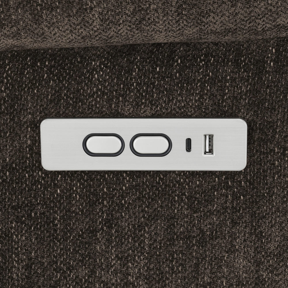Sillón reclinable eléctrico tapizado Houston, marrón oscuro